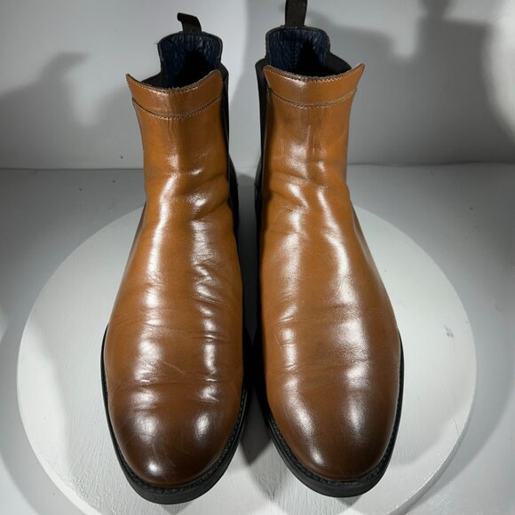Arturo Calle Mens Size 10 Leather Dress Ankle Chelsea Boots Brown Shoes Slip On - Picture 2 of 12